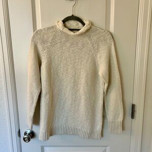 L.L. Bean Cotton Ragg Mockneck Sweater Cream